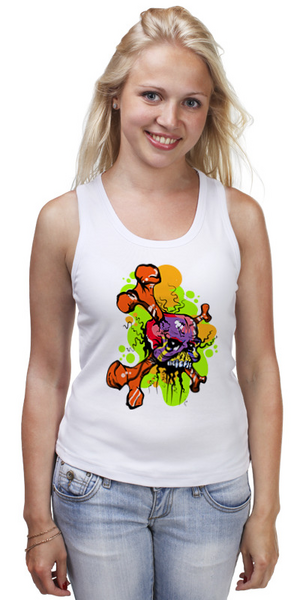 Заказать майку в Москве. Майка классическая Черепушка от Дана Столыпина - готовые дизайны и нанесение принтов.