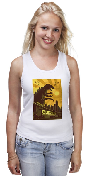 Заказать майку в Москве. Майка классическая Godzilla yellow от KinoArt - готовые дизайны и нанесение принтов.