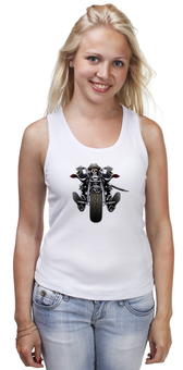 Заказать майку в Москве. Майка классическая Скелетон на мотоцикле от T-shirt print  - готовые дизайны и нанесение принтов.