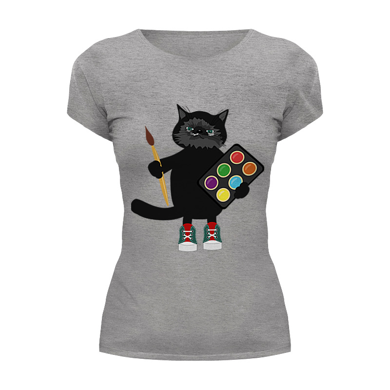 Printio Футболка Wearcraft Premium Кот-художник мужская футболка милый котик с подписью s серый меланж