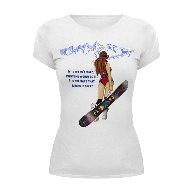 Printio Футболка Wearcraft Premium Девушка со сноубордом жидкий чехол с блестками девушка в купальнике нарисованная на xiaomi redmi 4a сяоми редми 4а