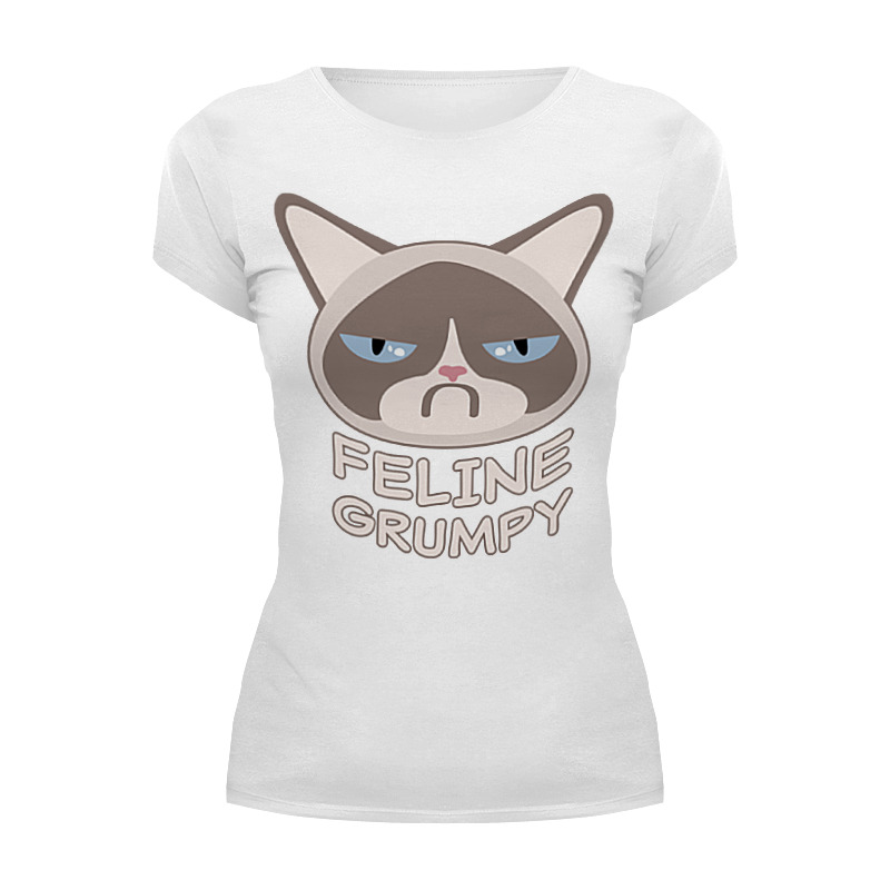 printio футболка wearcraft premium slim fit грустный кот grumpy cat Printio Футболка Wearcraft Premium Грустный кот (grumpy cat)