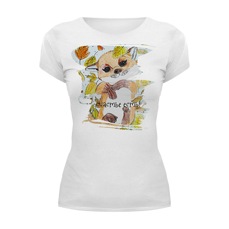 женская футболка ёж и лис в осеннем саду l белый Printio Футболка Wearcraft Premium Лисенок