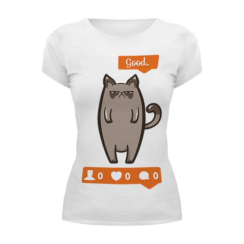 Printio Футболка Wearcraft Premium Угрюмый котик printio футболка wearcraft premium сердитый котик grumpy cat art nouveau