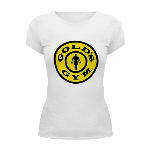 Заказать женскую футболку в Москве. Футболка базовая Gold's Gym / бодибилдинг от KinoArt - готовые дизайны и нанесение принтов.