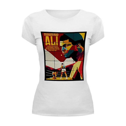 Заказать женскую футболку в Москве. Футболка базовая Muhammad Ali от creativemen - готовые дизайны и нанесение принтов.