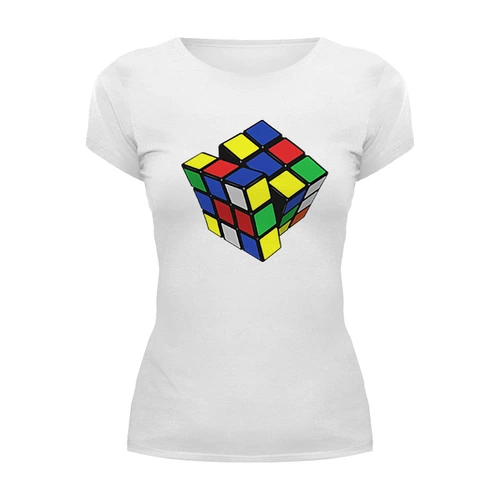 Заказать женскую футболку в Москве. Футболка базовая Кубик рубика  от Vinli.shop  - готовые дизайны и нанесение принтов.
