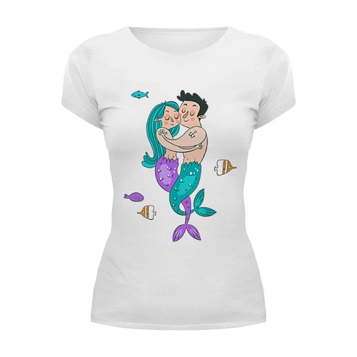 Заказать женскую футболку в Москве. Футболка базовая Подводная любовь от zen4@bk.ru - готовые дизайны и нанесение принтов.