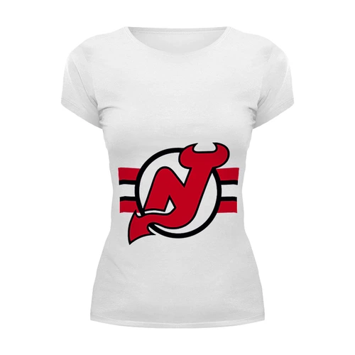 Заказать женскую футболку в Москве. Футболка базовая New Jersey Devils от kspsshop - готовые дизайны и нанесение принтов.