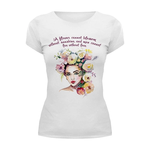Заказать женскую футболку в Москве. Футболка базовая A flower cannot blossom without sunshine от Vita Lobas - готовые дизайны и нанесение принтов.