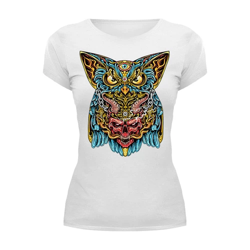 Заказать женскую футболку в Москве. Футболка базовая ◈ Owl and Skull ◈ от balden - готовые дизайны и нанесение принтов.
