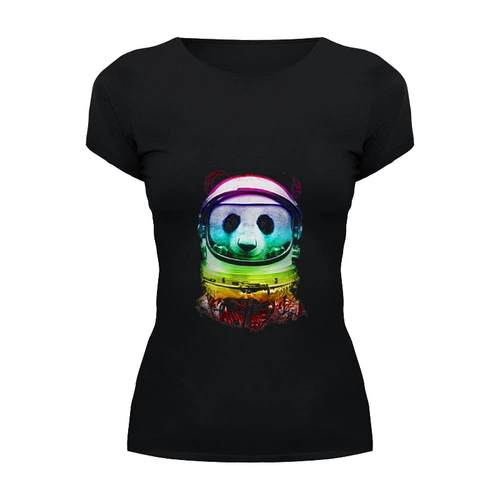 Заказать женскую футболку в Москве. Футболка базовая Космическая панда от YellowCloverShop - готовые дизайны и нанесение принтов.