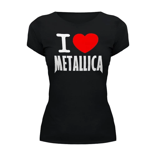 Заказать женскую футболку в Москве. Футболка базовая «I love Metallica» от metallica - готовые дизайны и нанесение принтов.