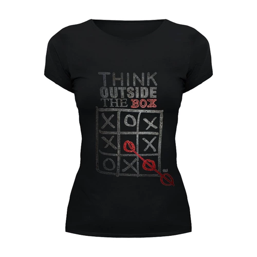 Заказать женскую футболку в Москве. Футболка базовая Think Outside The Box от OEX design - готовые дизайны и нанесение принтов.