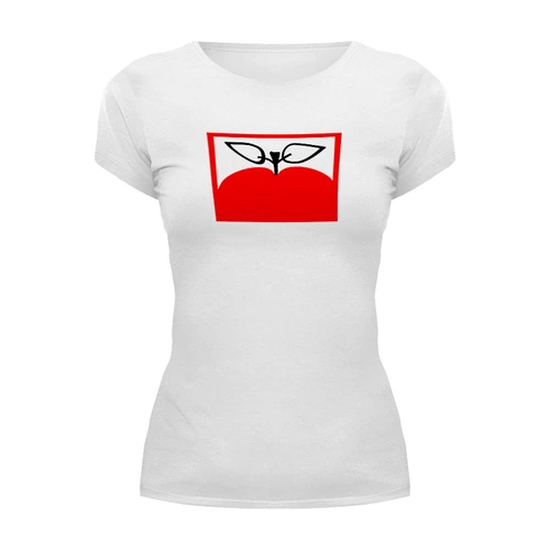 Заказать женскую футболку в Москве. Футболка базовая Яблочко. от grafikamaria@gmail.com - готовые дизайны и нанесение принтов.