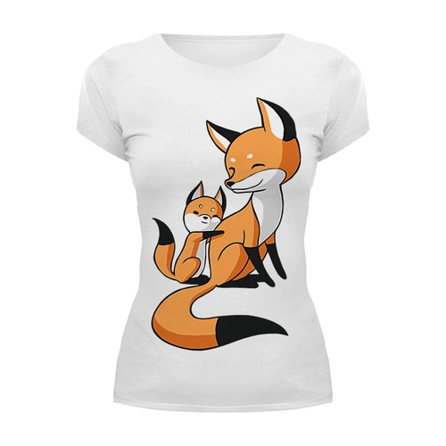 Заказать женскую футболку в Москве. Футболка базовая Две Лисички (fox) от coolmag - готовые дизайны и нанесение принтов.