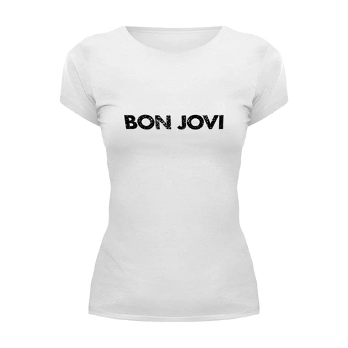 Заказать женскую футболку в Москве. Футболка базовая Bon Jovi от Анастасия Вахрушева - готовые дизайны и нанесение принтов.