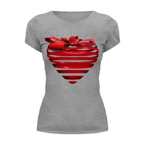 Заказать женскую футболку в Москве. Футболка базовая 3d сердце с бантиком от Apfelbaum - готовые дизайны и нанесение принтов.