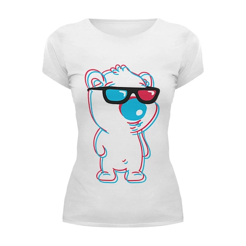 Заказать женскую футболку в Москве. Футболка базовая Медведь 3D от trugift - готовые дизайны и нанесение принтов.