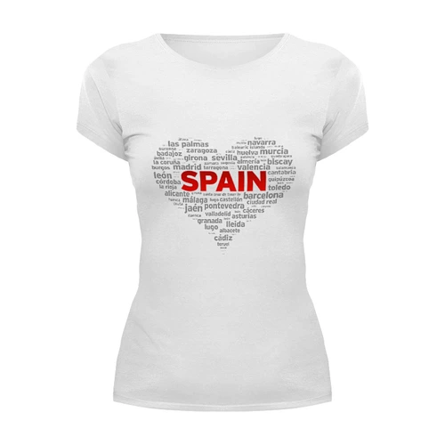 Заказать женскую футболку в Москве. Футболка базовая Испания от Виктор Гришин - готовые дизайны и нанесение принтов.