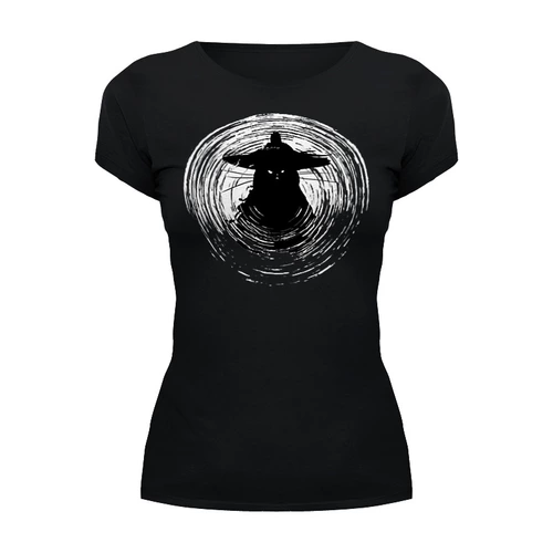 Заказать женскую футболку в Москве. Футболка базовая Samurai Cat от oneredfoxstore@gmail.com - готовые дизайны и нанесение принтов.