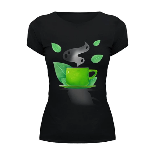 Заказать женскую футболку в Москве. Футболка базовая Чашка чая с мятой от Mirriliem  - готовые дизайны и нанесение принтов.