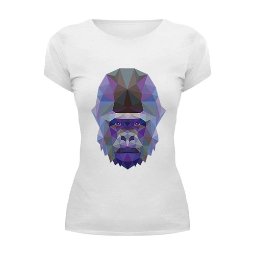 Заказать женскую футболку в Москве. Футболка базовая Полигональная горилла от oldman - готовые дизайны и нанесение принтов.