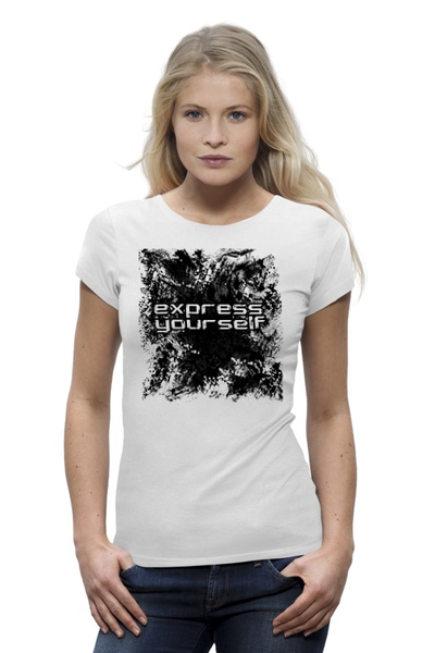 Заказать женскую футболку в Москве. Футболка базовая Футболка "Express yourself" от evo - готовые дизайны и нанесение принтов.