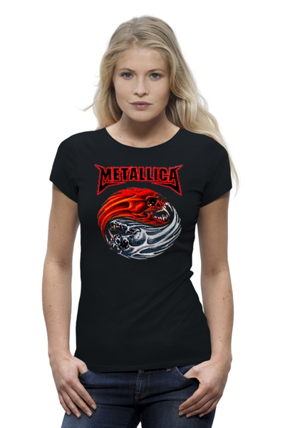 Заказать женскую футболку в Москве. Футболка базовая Metallica от Leichenwagen - готовые дизайны и нанесение принтов.