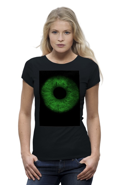 Заказать женскую футболку в Москве. Футболка базовая Green eye от Виктор Аксёнов - готовые дизайны и нанесение принтов.
