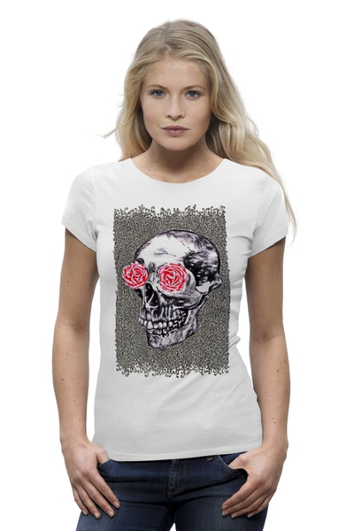 Заказать женскую футболку в Москве. Футболка базовая Skull Art от Leichenwagen - готовые дизайны и нанесение принтов.