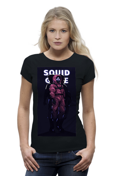 Заказать женскую футболку в Москве. Футболка базовая Игра в кальмара от Дана Столыпина - готовые дизайны и нанесение принтов.