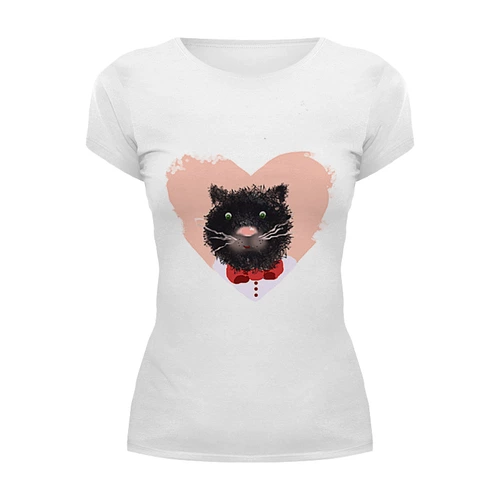 Заказать женскую футболку в Москве. Футболка базовая Портрет кота от Anna Lomachenko - готовые дизайны и нанесение принтов.