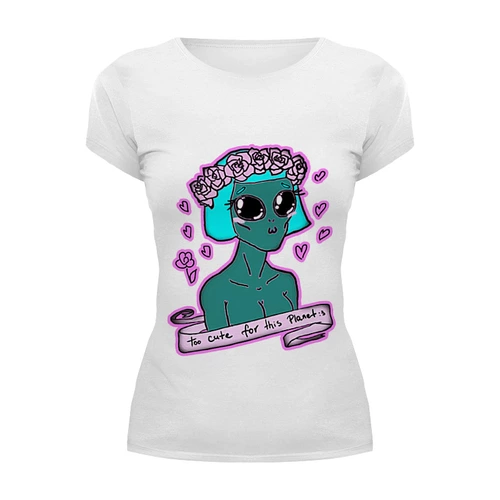 Заказать женскую футболку в Москве. Футболка базовая Cute alien от Kelli Relli - готовые дизайны и нанесение принтов.
