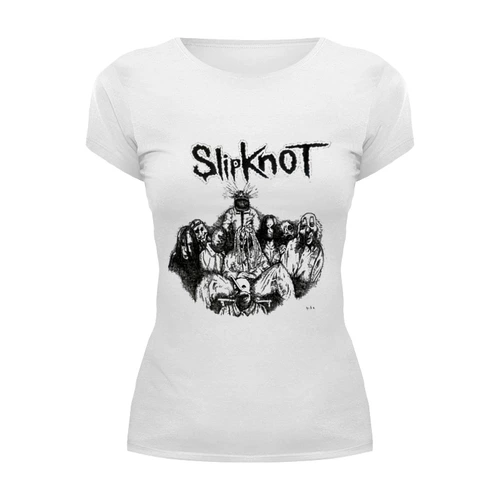 Заказать женскую футболку в Москве. Футболка базовая Slipknot   от cherdantcev - готовые дизайны и нанесение принтов.
