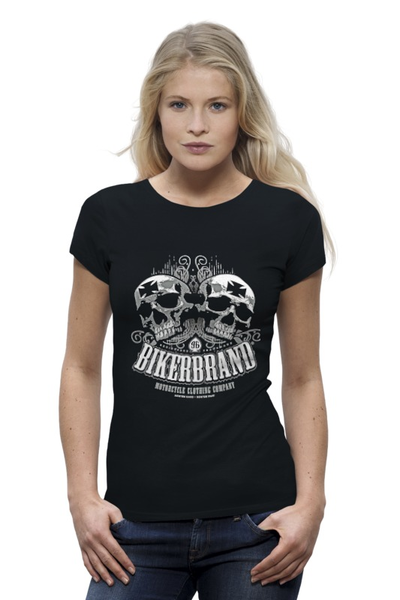 Заказать женскую футболку в Москве. Футболка базовая Bikerbrand от Leichenwagen - готовые дизайны и нанесение принтов.