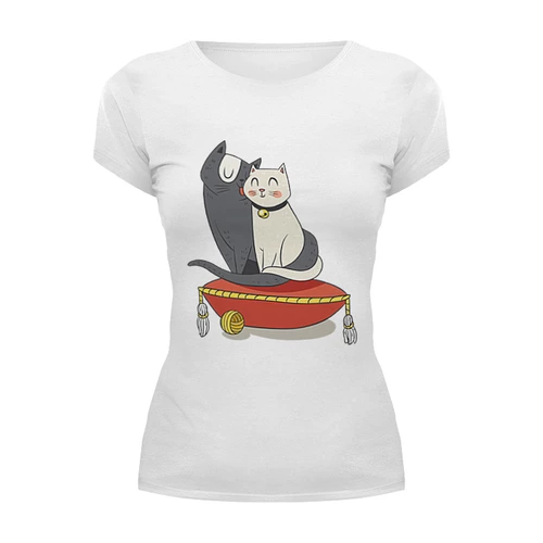 Заказать женскую футболку в Москве. Футболка базовая Милые кошки от zen4@bk.ru - готовые дизайны и нанесение принтов.