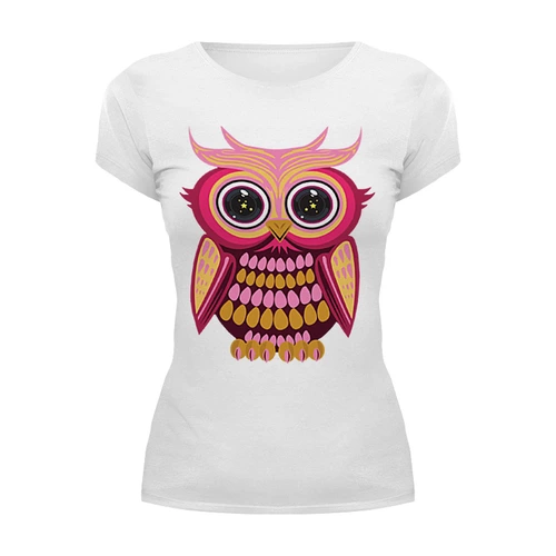 Заказать женскую футболку в Москве. Футболка базовая Сова (Owl) от trugift - готовые дизайны и нанесение принтов.