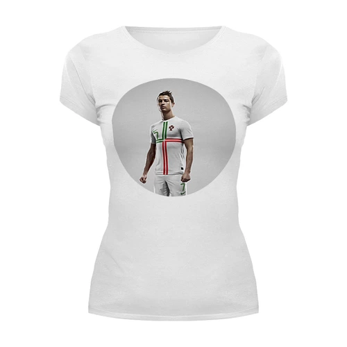 Заказать женскую футболку в Москве. Футболка базовая Cristiano Ronaldo от Тима Старк - готовые дизайны и нанесение принтов.
