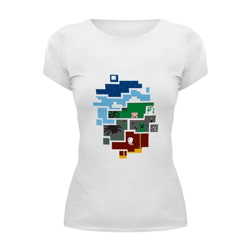 Заказать женскую футболку в Москве. Футболка базовая Minecraft world от AJIUK - готовые дизайны и нанесение принтов.