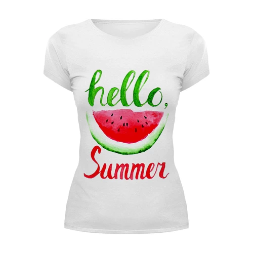 Заказать женскую футболку в Москве. Футболка базовая Hello summer от Liby - готовые дизайны и нанесение принтов.