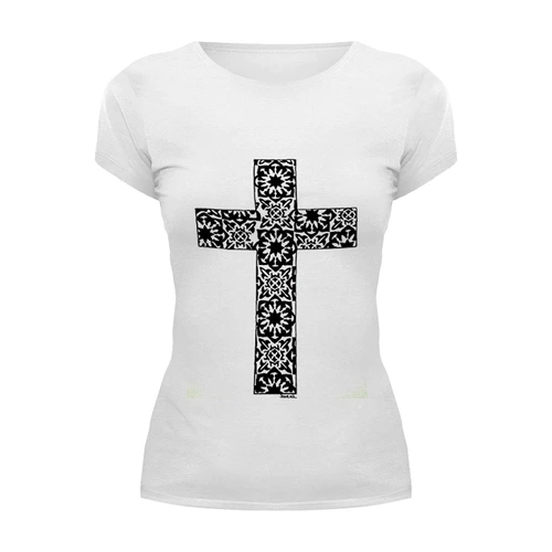 Заказать женскую футболку в Москве. Футболка базовая Крест от YellowCloverShop - готовые дизайны и нанесение принтов.