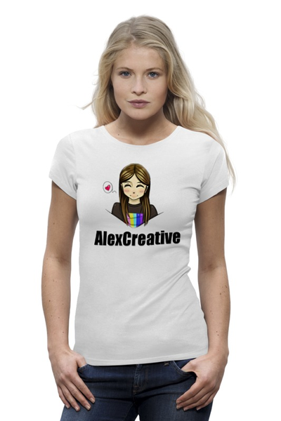 Заказать женскую футболку в Москве. Футболка базовая AlexCreative от miner - готовые дизайны и нанесение принтов.