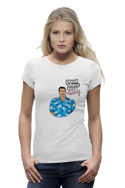 Заказать женскую футболку в Москве. Футболка базовая Vice City от BURNSHIRTS - готовые дизайны и нанесение принтов.