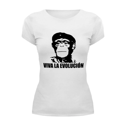 Заказать женскую футболку в Москве. Футболка базовая Viva La Evolucion от Leichenwagen - готовые дизайны и нанесение принтов.