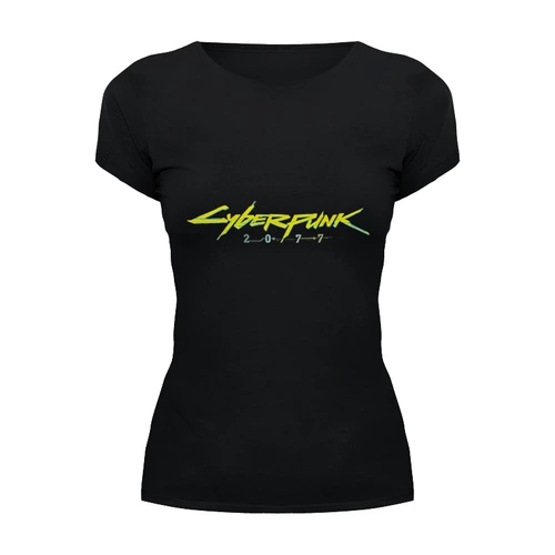 Заказать женскую футболку в Москве. Футболка базовая Cyberpunk 2077 от GeekFox  - готовые дизайны и нанесение принтов.