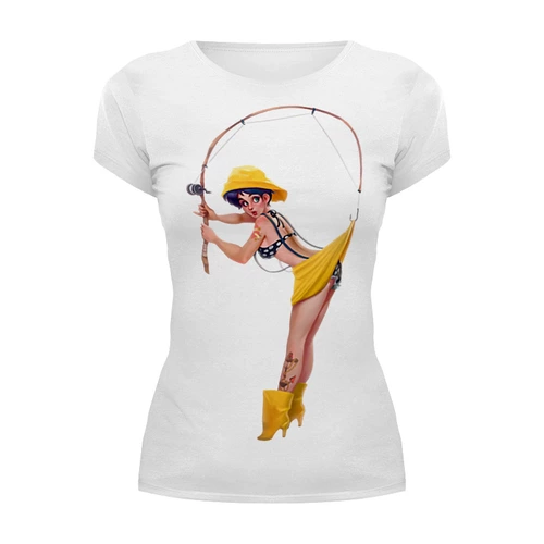 Заказать женскую футболку в Москве. Футболка базовая Fishing от balden - готовые дизайны и нанесение принтов.