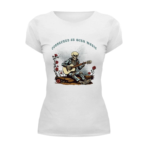 Заказать женскую футболку в Москве. Футболка базовая Скелет-бард от d.v.cool71@gmail.com - готовые дизайны и нанесение принтов.