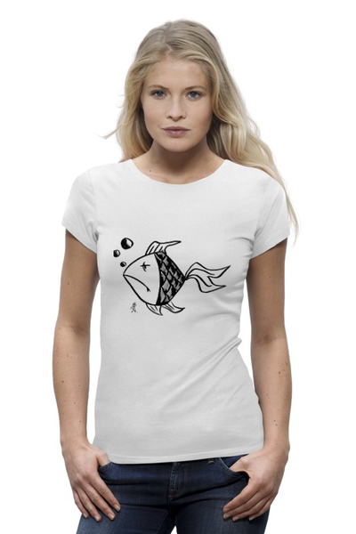 Заказать женскую футболку в Москве. Футболка базовая Рыба моей мечты от galkagalka - готовые дизайны и нанесение принтов.