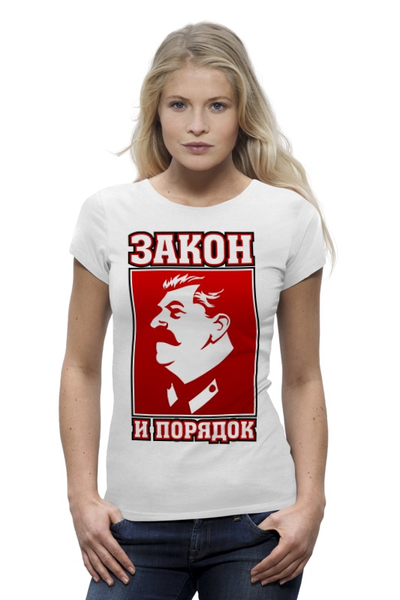 Заказать женскую футболку в Москве. Футболка базовая Закон и порядок от gopotol - готовые дизайны и нанесение принтов.